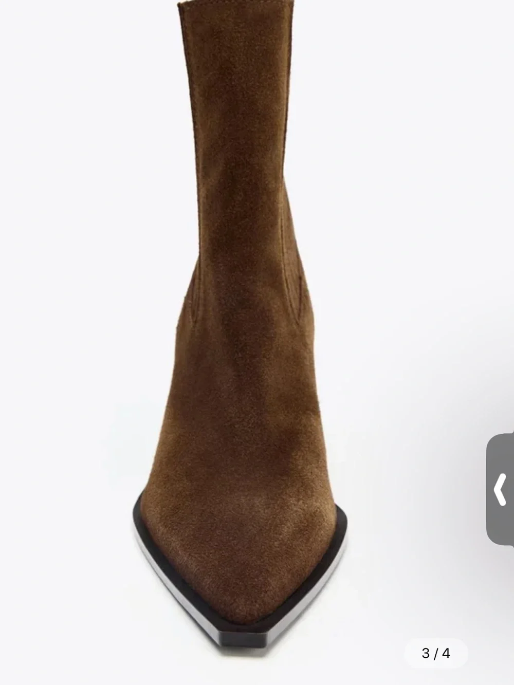 Zara Dark Brown Suede Pointed-Toe Ankle Boots